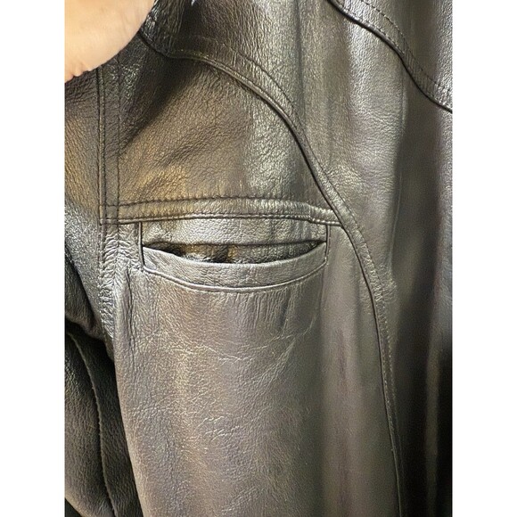 MEN'S SERGE PLATINI Short Trench Leather Coat Size Medium Vtg W Belt - Picture 5 of 13